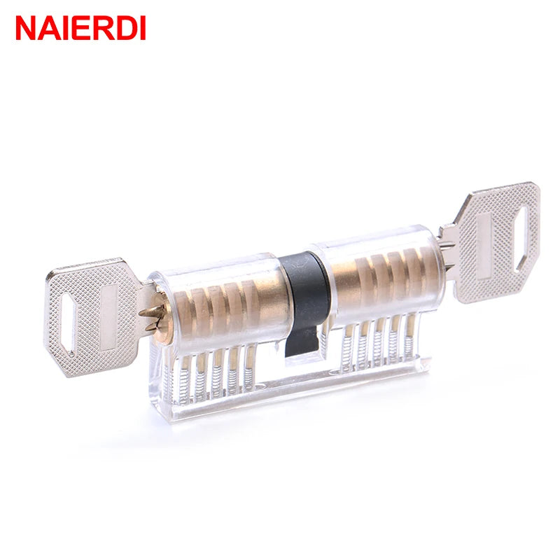 NAIERDI Transparent Euro Cylinder – Practice Lock with Keys