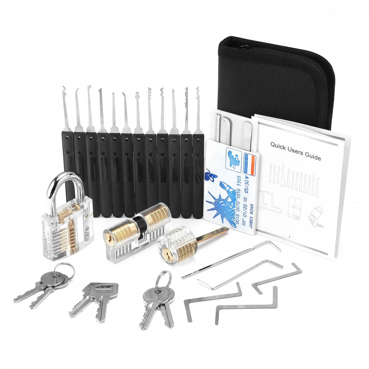 Lock Pick Set with Transparent Locks – 6 Configurations
