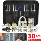 Lock Pick Set – 30 Picks, 2 Transparent Padlocks, Zip Case