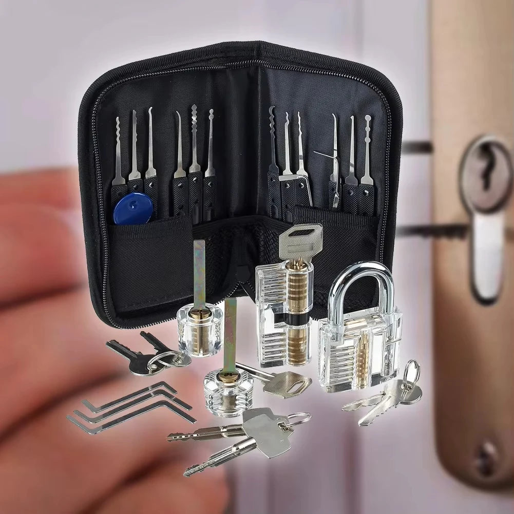 Lock Pick Set – 30 Picks, 2 Transparent Padlocks, Zip Case – image 4