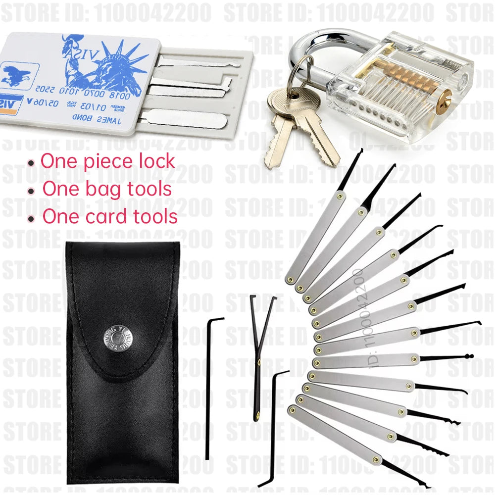 Beginner Lock Pick Kit – 15 Picks, Pouch, Optional Transparent Padlock – image 27