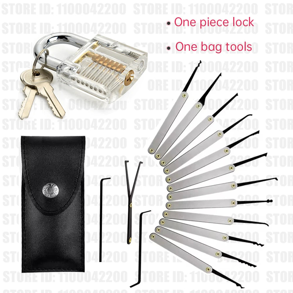Beginner Lock Pick Kit – 15 Picks, Pouch, Optional Transparent Padlock – image 25