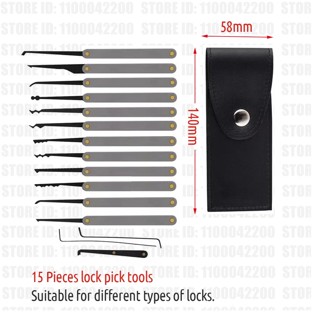 Beginner Lock Pick Kit – 15 Picks, Pouch, Optional Transparent Padlock – image 12