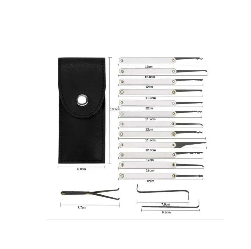 Starter Lock Pick Set – 15 Picks + Transparent Padlock + Pouch – image 3