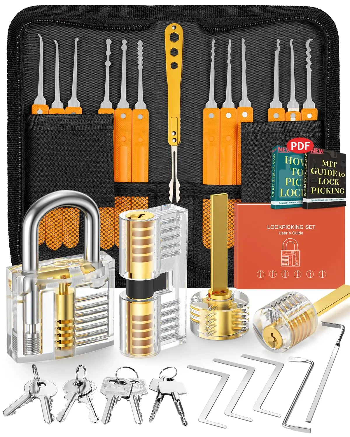 Complete Lock Picking Kit – 38 Picks, 4 Practice Locks, Zip Case & E-Guide – image 6