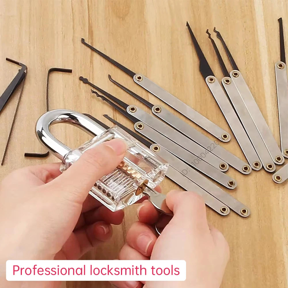 Beginner Lock Pick Kit – 15 Picks, Pouch, Optional Transparent Padlock – image 4