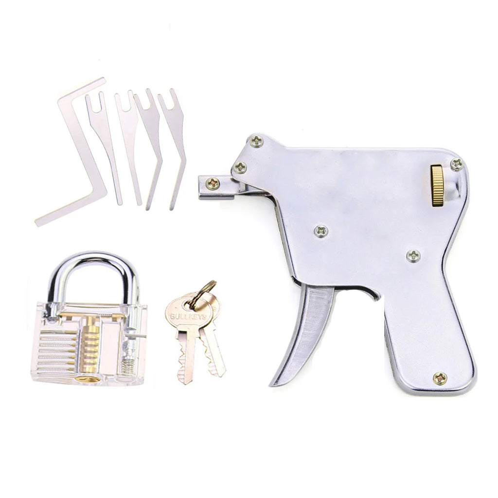 4-in-1 Beginner Training Kit – Picks, Tension Wrenches, Snap Gun & Transparent Padlock – image 2